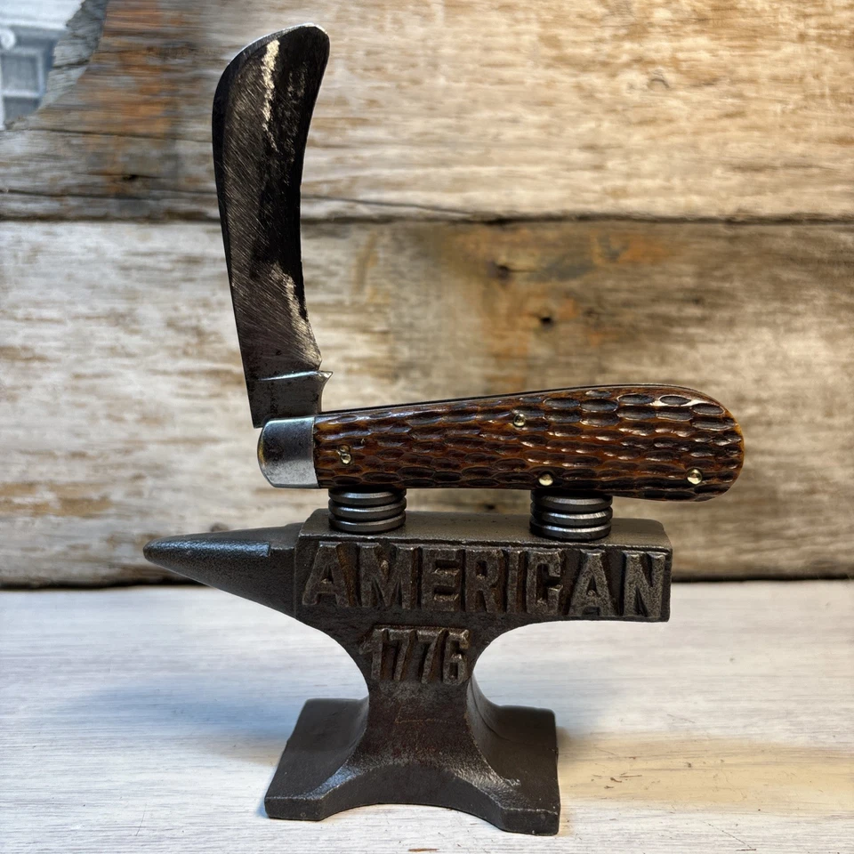 FACA VINTAGE 1917-1946 SCHRADE WALDEN NY EUA INCRÍVEL OSSO VERDE FALCÃO  - Imagem 4 de 4