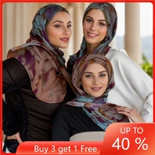 Floral Print Long Scarf Women Head Cover Wrap Shawls Islamic Headscarf Stoles