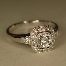 Art Deco Style Ring, Round Cut lab created Best Engagement Ring