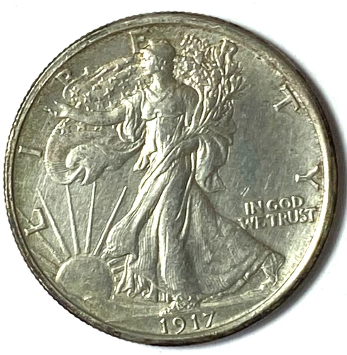 1917 50c Walking Liberty Half Dollar Fifty Cents Philadelphia AU