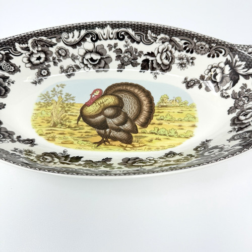 Spode Woodland Bread Tray Plate Dish Turkey 15"x7"