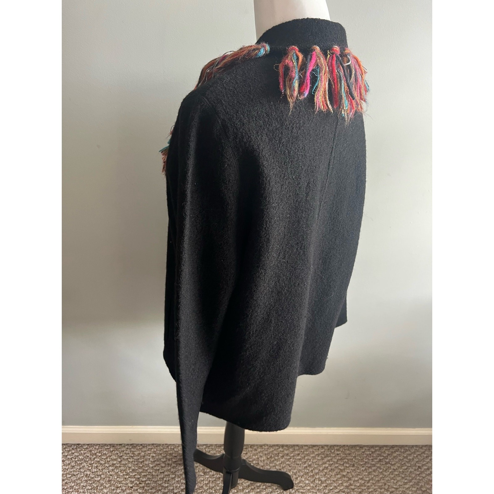 Ruby Rd Wool Jacket Black Open Front Multicolor F… - image 7