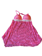 Lilac  London Babydoll Gown Womens Large Pink Lace Floral Lingerie Sleepwear
