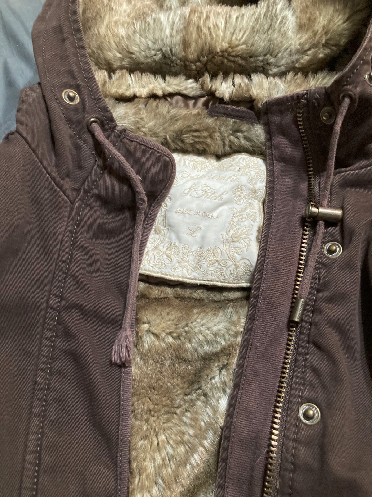 Vintage Y2K Abercrombie & Fitch Faux Fur Bomber Jacket Large Bella Twilight image 6