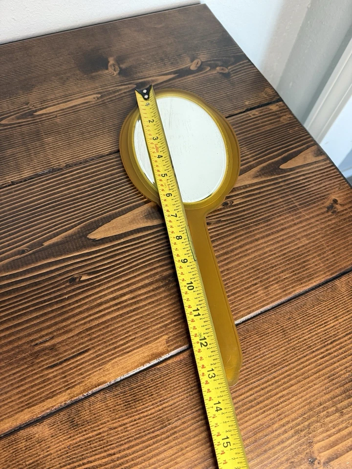 Vintage Art Deco Bakelite Celluloid Green Jade Marble Hand Held Mirror Jewels - Image 4 of 4