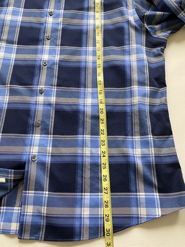 New Murano Mens Shirt 18/35 Slim Fit Button Long Sleeves Plaid Blue Cotton Lycra - Picture 5 of 9