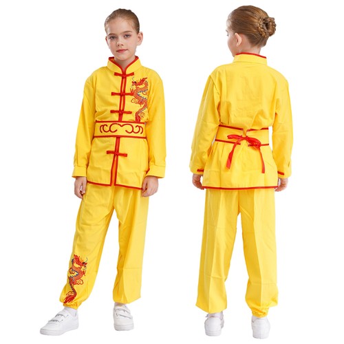 Kids Boys Shirt With Sweatpants Set Dance Kung Fu Suit Chinese Tai Chi Outfit - Picture 20 of 47