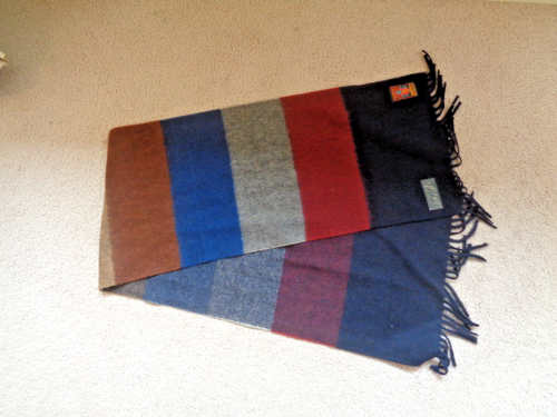 LORD & TAYLOR 100% CASHMERE COLOR BLOCK MENS SCARF W/FRINGE MADE IN W GERMANY - Picture 4 of 4