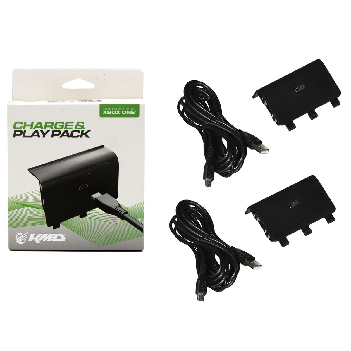 NEW Xbox One - Black Play And Charge Kit Adapter X2 (KMD) Charger + Battery