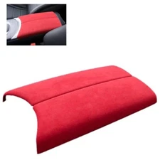 Red Alcantara Suede Armrest Storage Lid Panel Cover Fits 15-22 W205 C300 C43