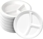10 Inch 3 Compartment Disposable Bagasse Heavy Duty Plates Wedding Catering