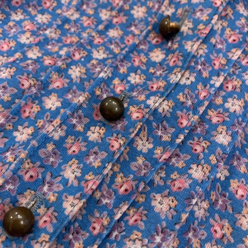 Vintage 3/4 Sleeve Belted Micro Floral Print Prairie Dress Size Medium No Tags - Picture 4 of 12
