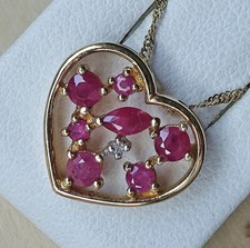 Herz Rubin Gelbgold Anhänger Zirkonia 375 9kt Gold mit Ruby Edelsteine ♦️♦️ 8715