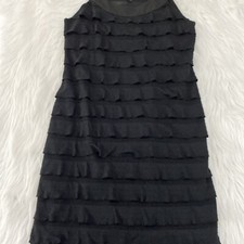 AB Studio dress womens black layered ruffle size Small soft stretch