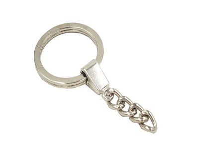 Neuer hochwertiger flacher geteilter Ring Schlüsselanhänger Ringe Rohlinge mit Kette Schmuck Anhänger UK