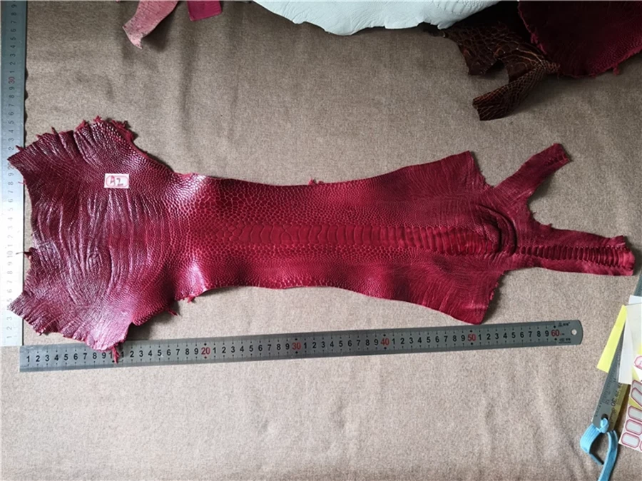 Correa de reloj de cuero de piel real con patas de avestruz 100 % genuinas color rojo Foto 4 de 4