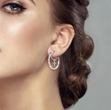 Inner S925 Pure Silvery Asymmetric Star and Moon Earrings.