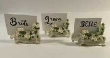 Floral Placecard Holders Set of 3 Business Card Wedding Handpainted Birthday 