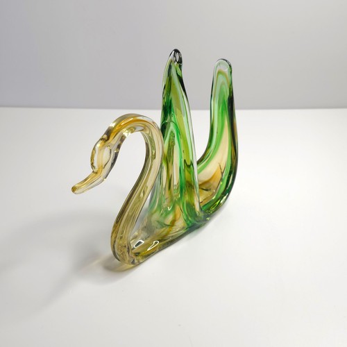 Servilleta de cisne de vidrio artístico vintage soporte para letras estatuilla soplada a mano mediados de siglo - Imagen 2 de 8