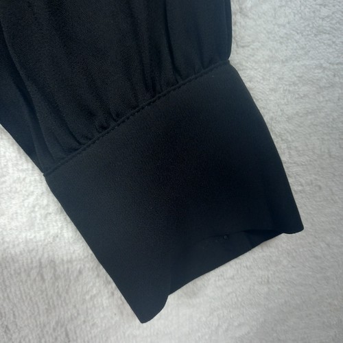 Scotch & Soda Black Blouse 12 14 Tie Front Sheer Deep Cuff Victorian Style - Picture 11 of 14