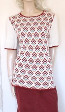 Rowan cream chunky cotton Fairisle hand knitted boho jumper top size S/8–10–12