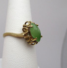10K Yellow Gold Jade Solitaire Ring Size 6.75-7 [R224] — photo 3