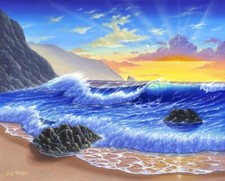 Ceramic Backsplash Tile Mural Beach Scene Kitchen/Bathroom/Shower - Sunset Break