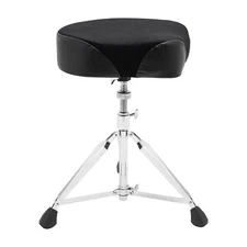 Drum Throne Thick Padded Seat with Height Adjust 17.72-26.77 inch Black+Silver