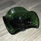 Vtg Blenko Heavy Green Glass Large 6.75” Ashtray Controlled Tiny Bubbles W21