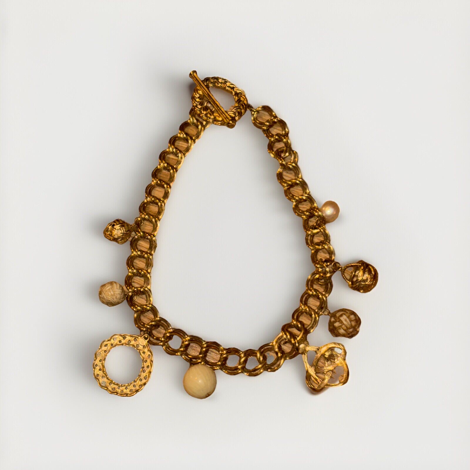 GIVENCHY Necklace AUTH Vintage Gold Pendant choker Chain Ball Basket Medal GP