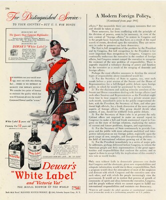 1943 Dewar's White Label Scotch Whiskey Ad: Queen's Own Cameron Highlanders Pic