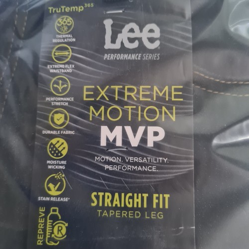 LEE EXTREME MOTION JEANS STRETCH DARK BLUE RINSE WASH STRAIGHT TAPER W36X34L - Picture 5 of 5