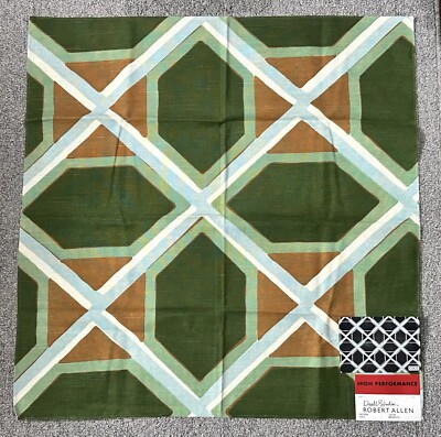 Robert Allen Fabric Sample 25.5  x 26  Coco Malachite Mod Geometric Green Blue