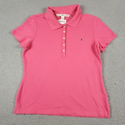 Tommy Hilfiger Polo Shirt Womens Medium Pink Casual Short
