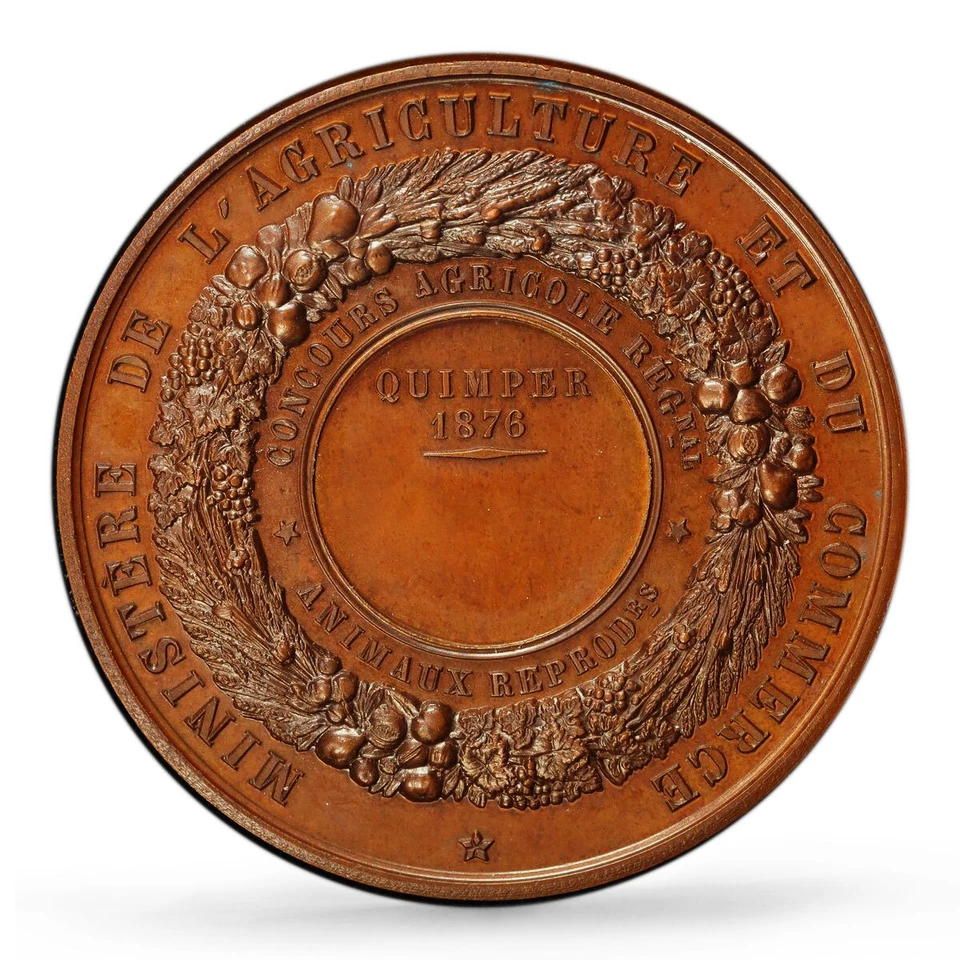 France Concours Agricole Agriculture Ministry SP65 PCGS copper medal coin 1876 - Image 3 of 4