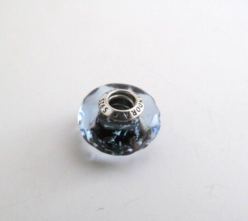 Authentic New Pandora Wavy Dark Blue Murano Glass Ocean Charm - Picture 1 of 5