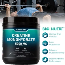 Pure Creatine Monohydrate 500 Gram Powder Micronized 100 Servings 5g Per Serving