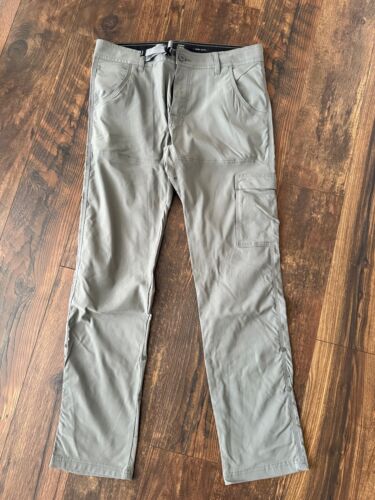 Prana Stretch Zion II Pants Mens 34x32 Gray Belted Outdoor Hiking Utility