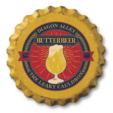 Harry Potter Butter Beer Bottle Cap Tin Metal Sign Man Cave Garage Decor 18" Dia
