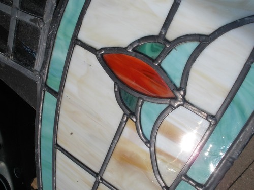 STAINED GLASS LEADED COLOURED PANELS VINTAGE ARCHITECTURAL SALVAGE X 2 - Picture 6 of 10