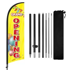 8FT Grand Opening Advertising Feather Flag Banner with Pole and Ground Stake