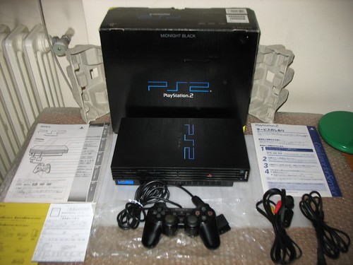 BOXED SONY PLAYSTATION 2 SCPH-50000 MIDNIGHT BLACK CONSOLE PS2 JAPAN IMPORT!