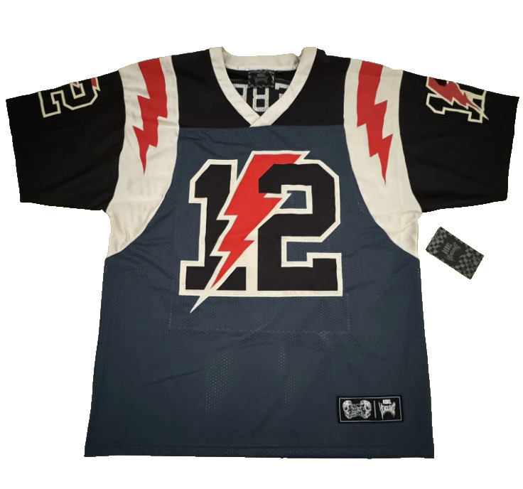 Rebel Vengeance Football Jersey 2XL Lightning Bolt Stitched #12 Blue NWT