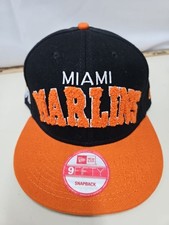 NEW ERA 9FIFTY MLB MIAMI MARLINS SNAPBACK SPELLOUT ORANGE/BLACK HAT