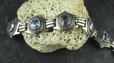 Armband Art Deco Aquamarin 925er Sterling Silber