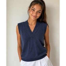 Alulr Knit Sweater Golf Vest Preppy Golf Country Club Tennis Pickleball Sporty