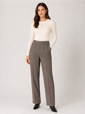 Tory Burch Sz 12 Wool Herringbone Wide Leg Trousers | High Rise Tailored Pants