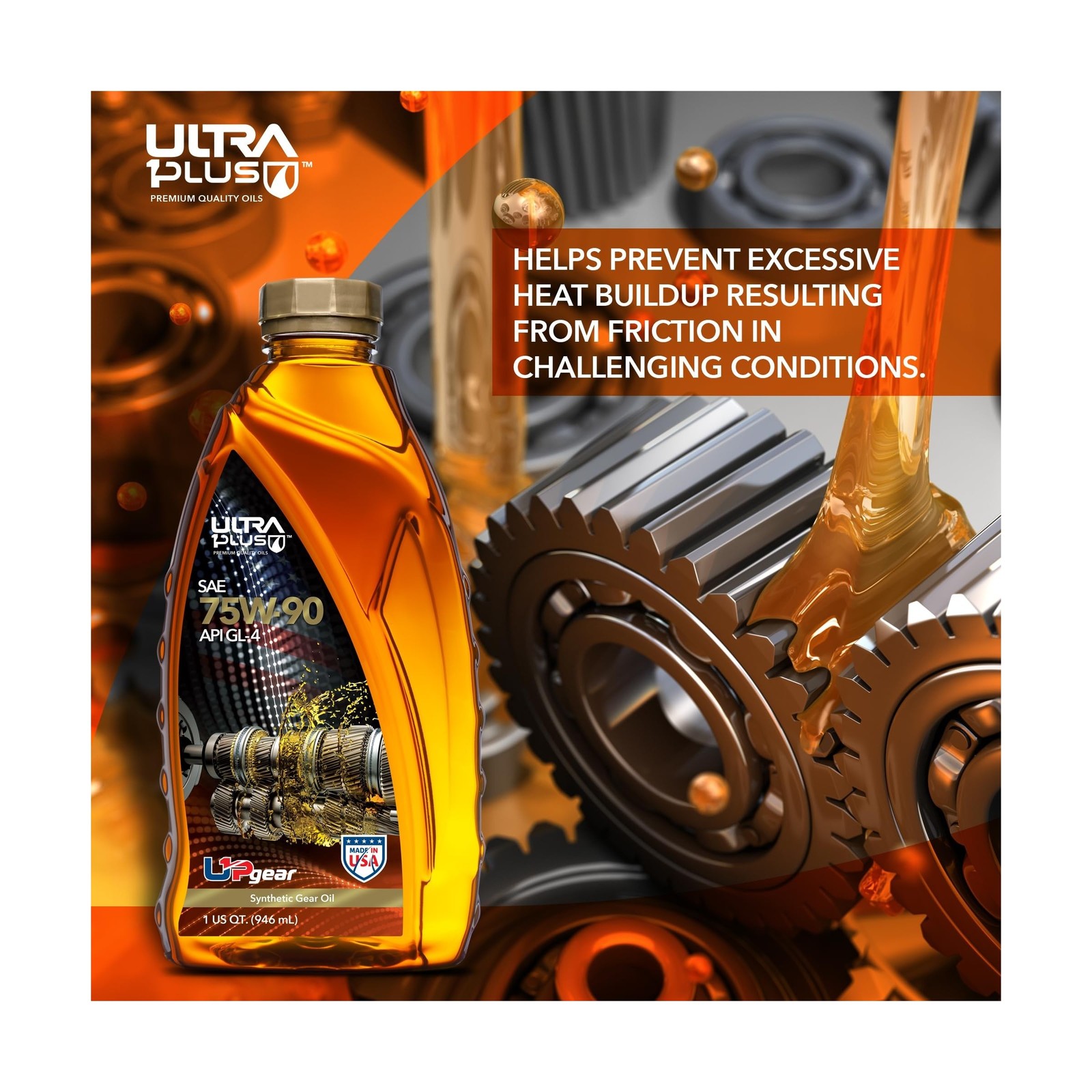 ULTRA 1PLUS SAE 75W-90 Synthetic Gear Oil API GL-4 - (1 US Gallon - 4 QTS)