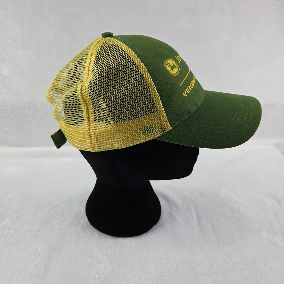 John Deere Virginia Tractor Camionero Sombrero Verde Delantero Amarillo Malla Trasera Retro Foto 3 de 4