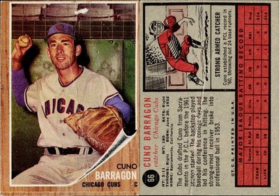 1962 Topps Baseball Card #66 Cuno Barragan Chicago Cubs
